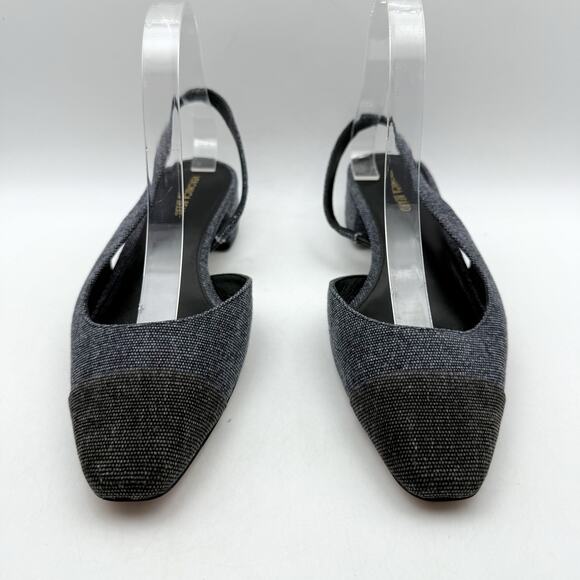 Veronica Beard Womens Cecile Denim Cap Toe Slingback Heel US 8 M Blue Black NWOB - Picture 6 of 13